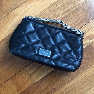 Black leather handbag